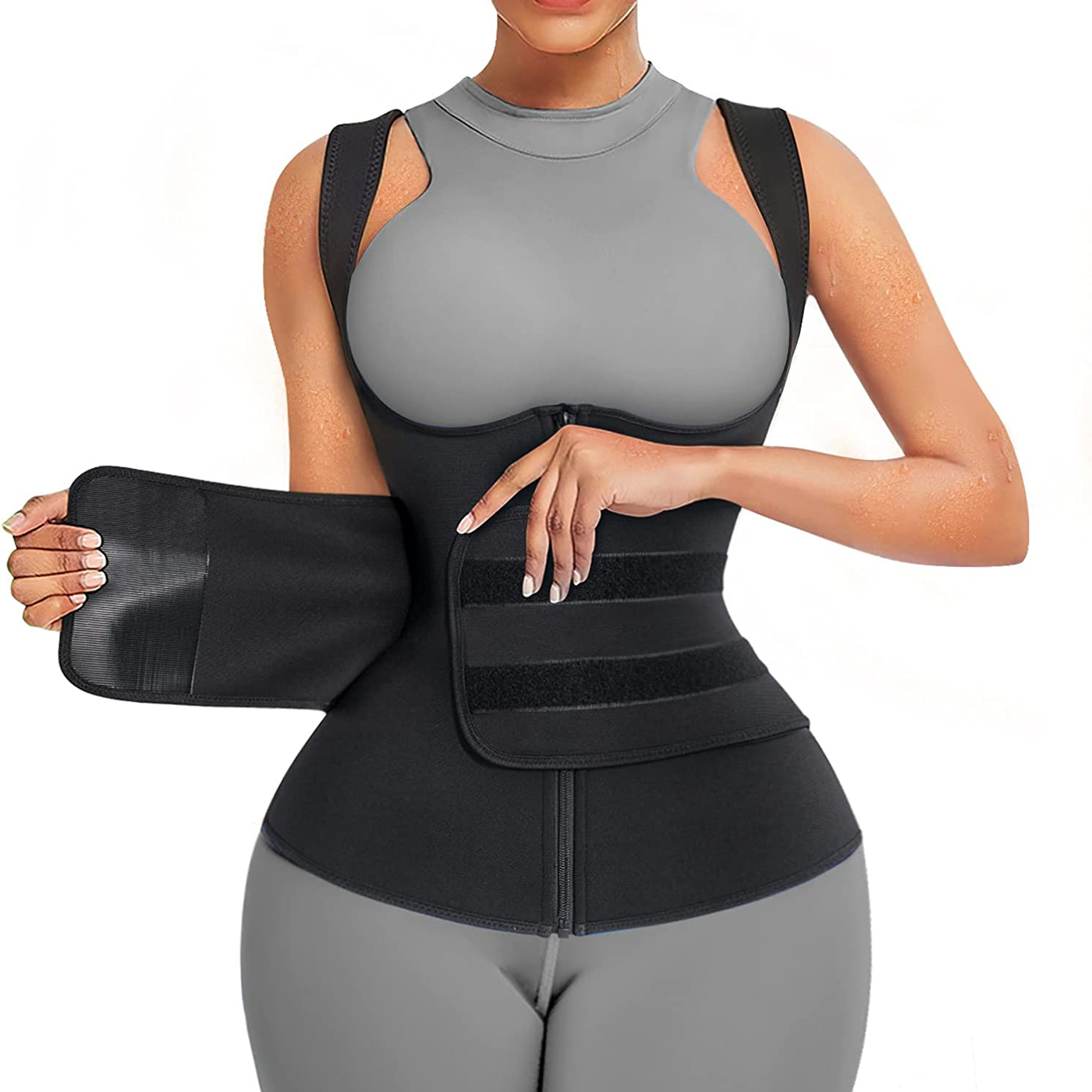 Sweat Waist Trainer Belt Neoprene - Damski kombinezon do sauny z neoprenu,